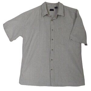 Vintage Ivory Touch Shirt Mens XXL khaki white plaid short sleeve pocket cotton
